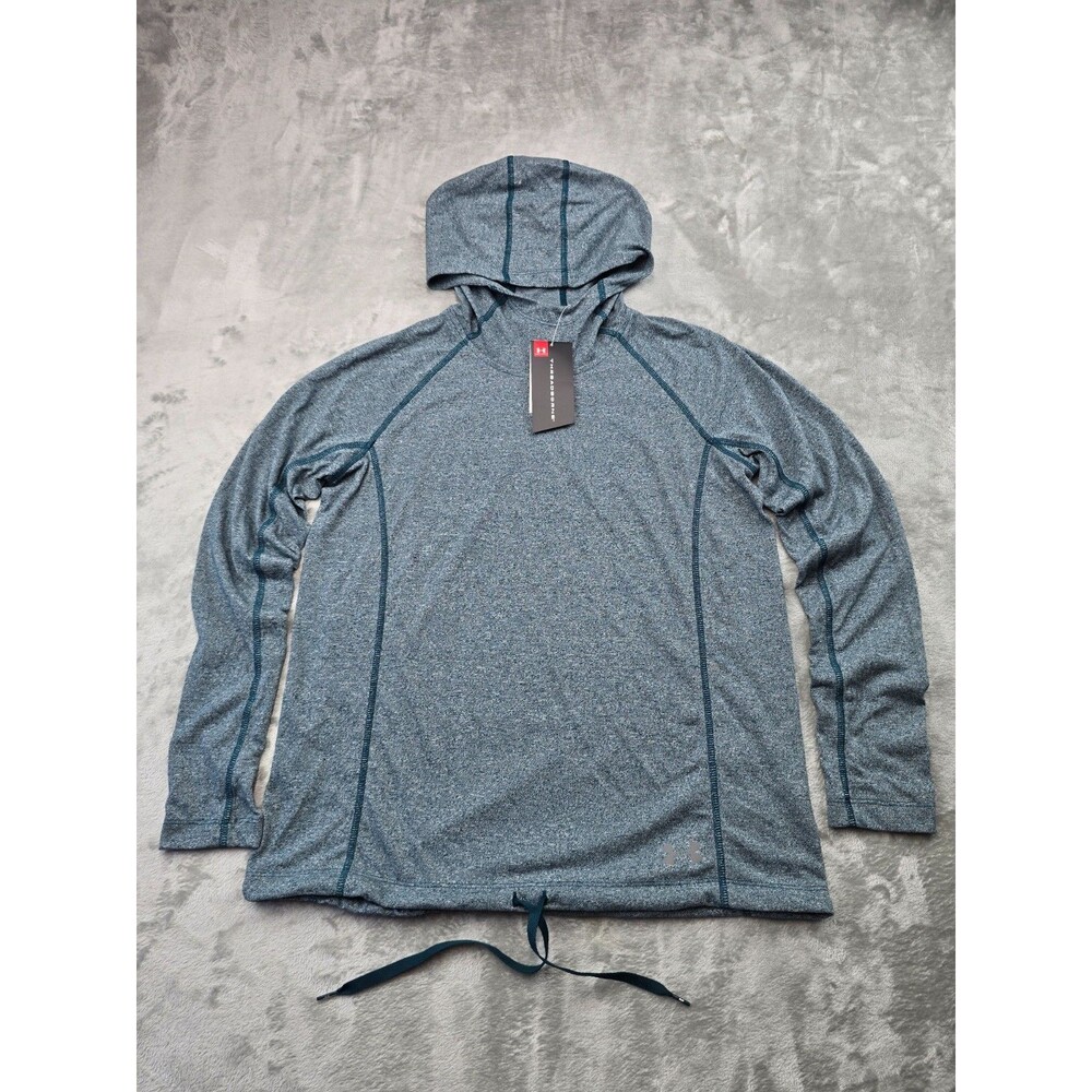 NWT Under Armour Womens Medium Threadborne Hoodie Sweatshirt Teal Gray 1290041